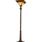 Meyda Lighting Mission 64" Craftsman Brown Prime Torchiere Floor Lamp With Beige & Brown Shade Glass