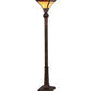 Meyda Lighting Mission 64" Craftsman Brown Prime Torchiere Floor Lamp With Beige & Brown Shade Glass