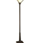 Meyda Lighting Mission 69" Craftsman Brown Prime Torchiere Floor Lamp With Amber and Beige Art Shade Glass