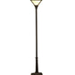 Meyda Lighting Mission 69" Craftsman Brown Prime Torchiere Floor Lamp With Amber and Beige Art Shade Glass