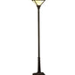 Meyda Lighting Mission 69" Craftsman Brown Prime Torchiere Floor Lamp With Amber and Beige Art Shade Glass