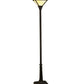 Meyda Lighting Mission 69" Craftsman Brown Prime Torchiere Floor Lamp With Amber and Beige Art Shade Glass