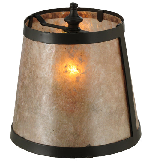 Meyda Lighting Mission 6"W x 7"H Prime Timeless Bronze Frame and Silver Mica Shade Glass