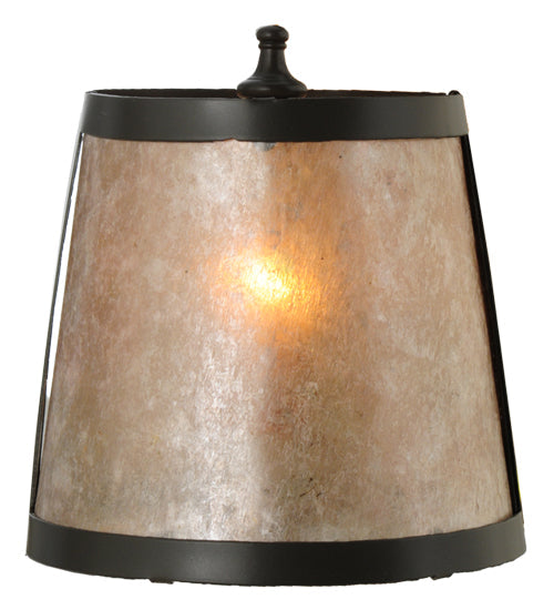Meyda Lighting Mission 6"W x 7"H Prime Timeless Bronze Frame and Silver Mica Shade Glass