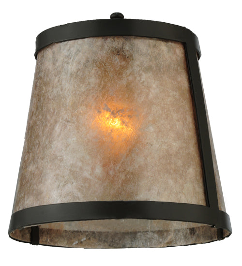 Meyda Lighting Mission 6"W x 7"H Prime Timeless Bronze Frame and Silver Mica Shade Glass