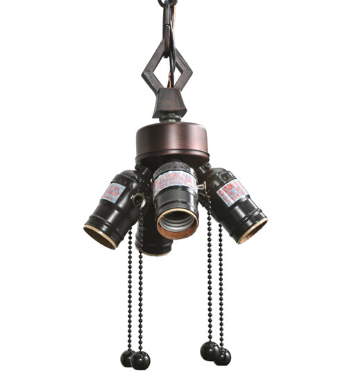 Meyda Lighting Mission 7" 4-Light Mahogany Bronze Pendant Light Hardware