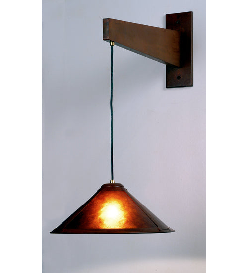 Meyda Lighting Mission 79791 17" Rust Cantilever Wall Sconce With Amber Mica Shade Glass