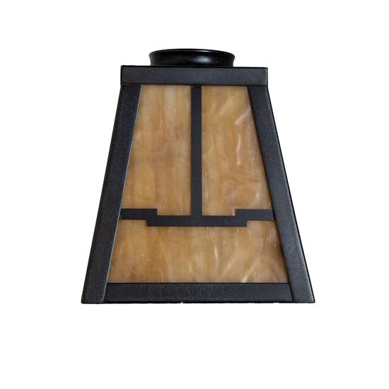 Meyda Lighting Mission 8" Craftsman Brown on Brass With Beige Shade Glass and Ring