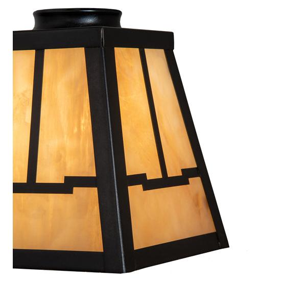 Meyda Lighting Mission 8" Craftsman Brown on Brass With Beige Shade Glass and Ring