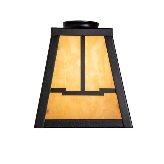 Meyda Lighting Mission 8" Craftsman Brown on Brass With Beige Shade Glass and Ring