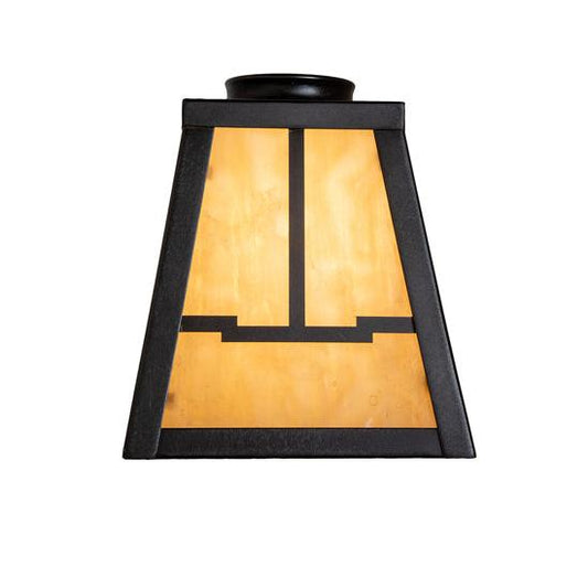 Meyda Lighting Mission 8" Craftsman Brown on Brass With Beige Shade Glass and Ring