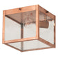 Meyda Lighting Mission 8"Sq Raw Copper Prime Flush Mount Light With Clear Shade Glass