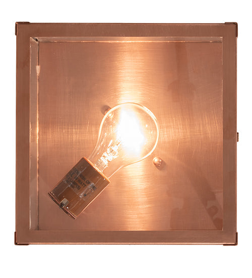 Meyda Lighting Mission 8"Sq Raw Copper Prime Flush Mount Light With Clear Shade Glass