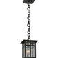 Meyda Lighting Mission 9" Craftsman Brown Hanging Mini Lantern Pendant Light With Clear Seeded Shade Glass