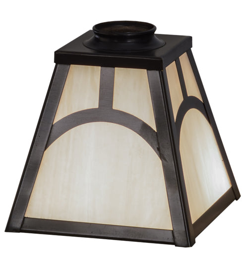 Meyda Lighting Mission 9" Hill Top Craftsman Brown Frame With White Art Shade Glass