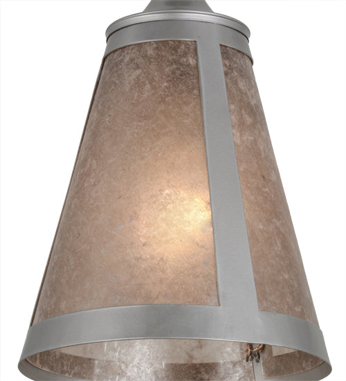 Meyda Lighting Mission 9" Nickel Mini Cantilever Pendant Light With Silver Mica Shade Glass