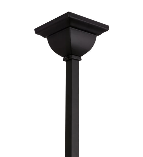 Meyda Lighting Mission 9" Solar Black Hill Top Pendant Light With Beige Iridescent Art Shade Glass