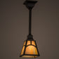Meyda Lighting Mission 9" Solar Black Hill Top Pendant Light With Beige Iridescent Art Shade Glass