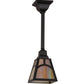 Meyda Lighting Mission 9" Solar Black Hill Top Pendant Light With Beige Iridescent Art Shade Glass