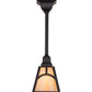 Meyda Lighting Mission 9" Solar Black Hill Top Pendant Light With Beige Iridescent Art Shade Glass