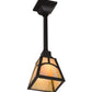Meyda Lighting Mission 9" Solar Black Hill Top Pendant Light With Beige Iridescent Art Shade Glass