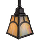 Meyda Lighting Mission 9" Solar Black Hill Top Pendant Light With Beige Iridescent Art Shade Glass