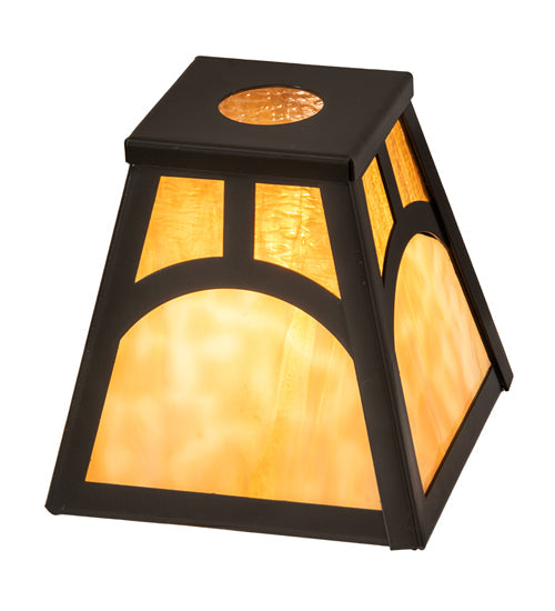 Meyda Lighting Mission 9" Timeless Bronze Hill Top Honey Amber Shade Glass