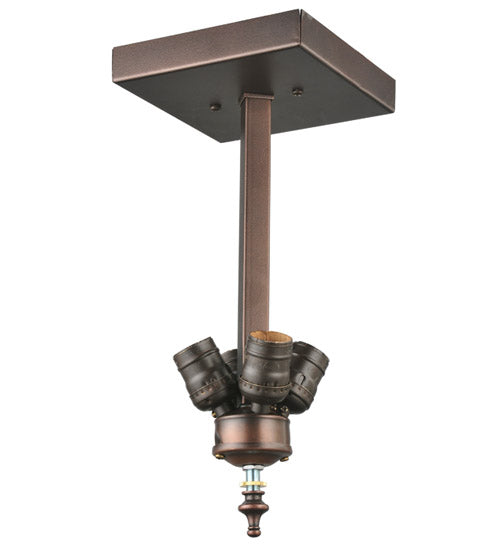 Meyda Lighting Mission 9"W x 14"H 4-Light Mahogany Bornze Flush Mount Light Hardware