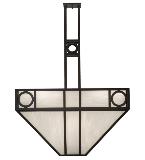 Meyda Lighting Mission Chic 51" 9-Light Oil Rubbed Bronze Pendant Light With White Art Shade Glass