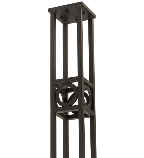 Meyda Lighting Mission Chic 51" 9-Light Oil Rubbed Bronze Pendant Light With White Art Shade Glass