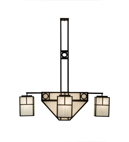 Meyda Lighting Mission Chic 60" 13-Light Oil Rubbed Bronze Chandelier With White Art Shade Glass