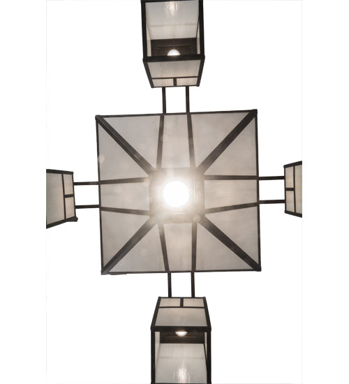 Meyda Lighting Mission Chic 60" 13-Light Oil Rubbed Bronze Chandelier With White Art Shade Glass