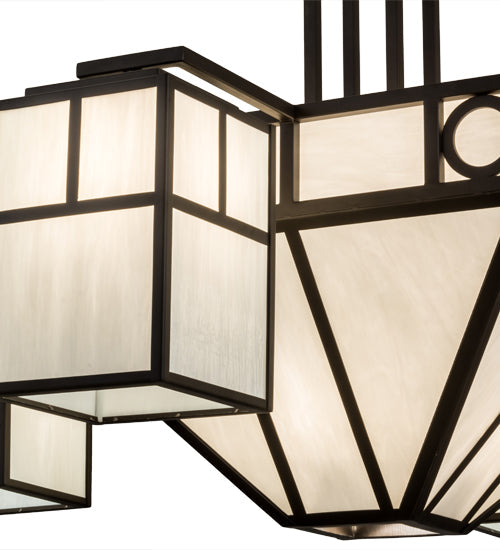 Meyda Lighting Mission Chic 60" 13-Light Oil Rubbed Bronze Chandelier With White Art Shade Glass