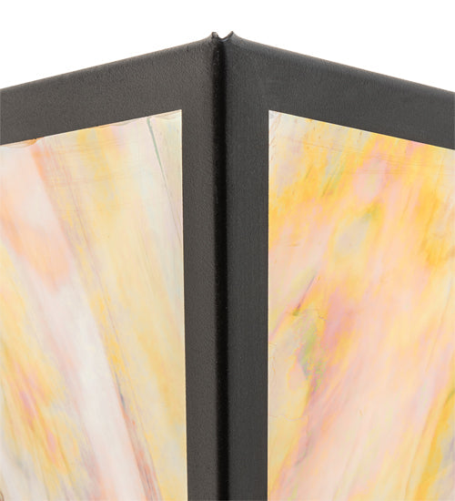 Meyda Lighting Mission Point 14" Textured Black Wall Sconce With Beige Iridiscent Shade Glass