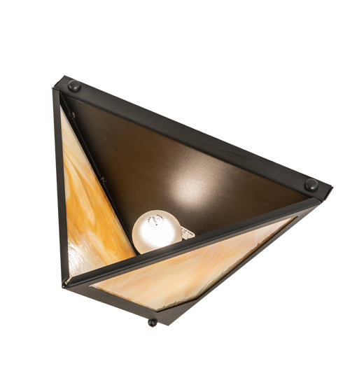 Meyda Lighting Mission Point 14" Textured Black Wall Sconce With Beige Iridiscent Shade Glass