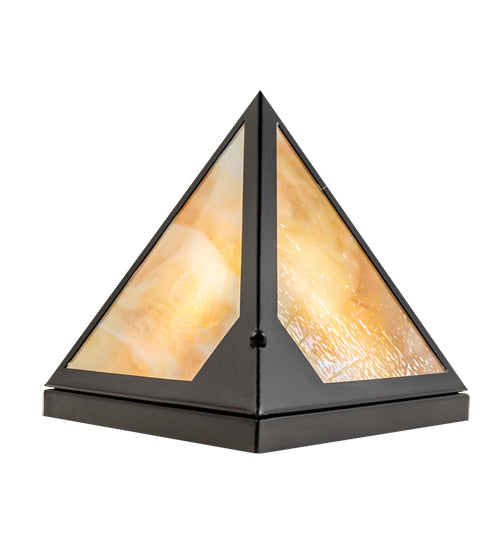 Meyda Lighting Mission Point 14" Textured Black Wall Sconce With Beige Iridiscent Shade Glass