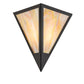 Meyda Lighting Mission Point 14" Textured Black Wall Sconce With Beige Iridiscent Shade Glass