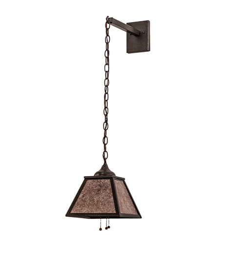 Meyda Lighting Mission Prime 10" 3-Light Timeless Bronze Vein Wall Sconce With Silver Mica Shade Glass