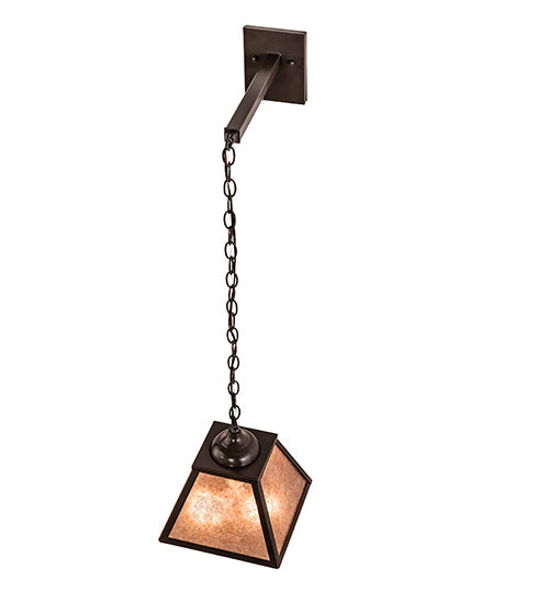 Meyda Lighting Mission Prime 10" 3-Light Timeless Bronze Vein Wall Sconce With Silver Mica Shade Glass