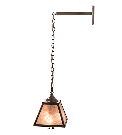 Meyda Lighting Mission Prime 10" 3-Light Timeless Bronze Vein Wall Sconce With Silver Mica Shade Glass