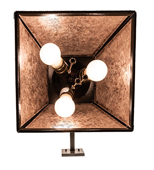 Meyda Lighting Mission Prime 10" 3-Light Timeless Bronze Vein Wall Sconce With Silver Mica Shade Glass