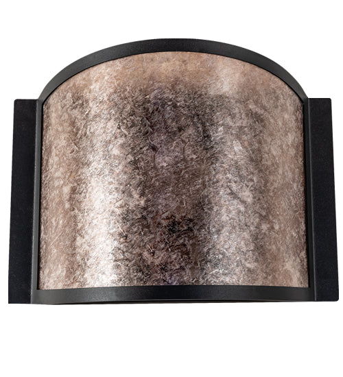 Meyda Lighting Mission Prime 12" Textured Black Wall Sconce With Silver Mica Shade Glass