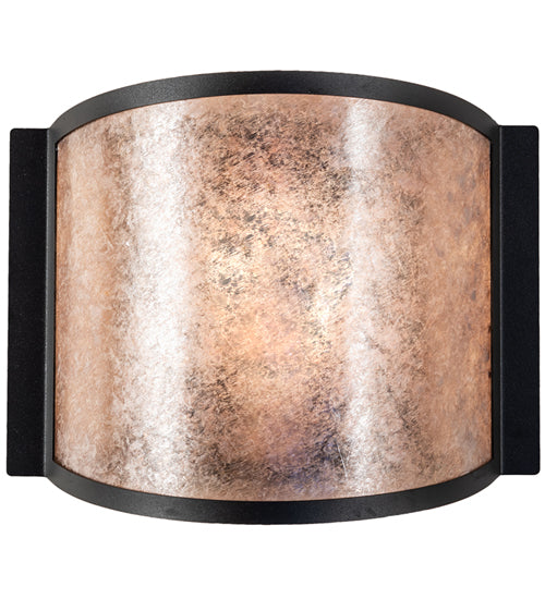 Meyda Lighting Mission Prime 12" Textured Black Wall Sconce With Silver Mica Shade Glass