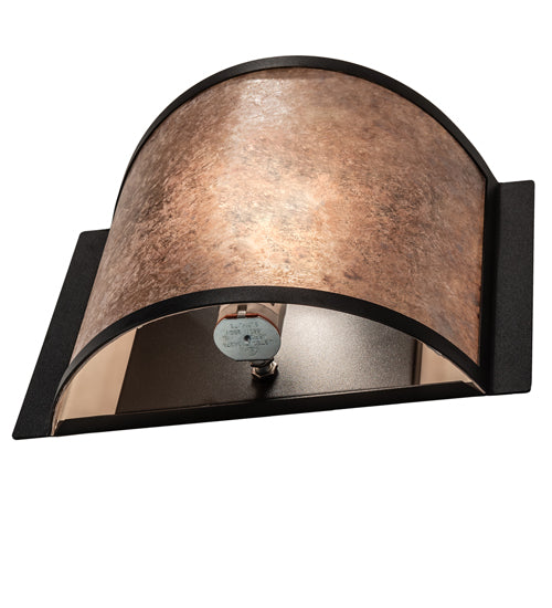 Meyda Lighting Mission Prime 12" Textured Black Wall Sconce With Silver Mica Shade Glass