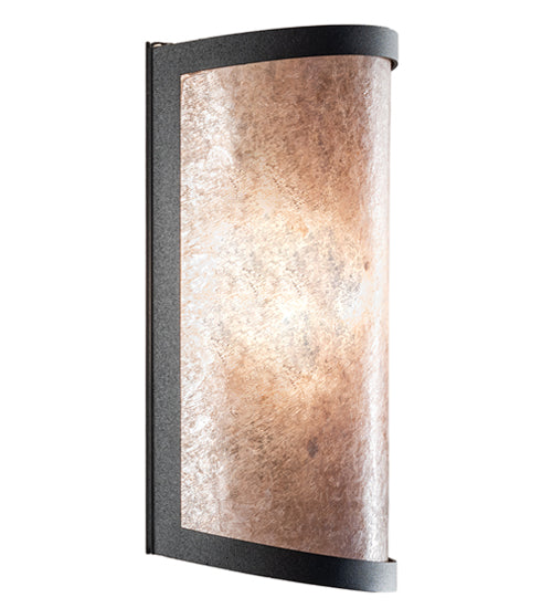 Meyda Lighting Mission Prime 12" Textured Black Wall Sconce With Silver Mica Shade Glass