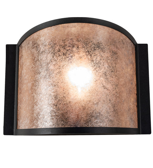 Meyda Lighting Mission Prime 12" Textured Black Wall Sconce With Silver Mica Shade Glass