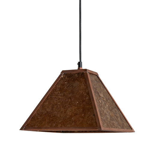 Meyda Lighting Mission Prime 14" Vintage Copper Prime Pendant Light With Amber Mica Shade Glass