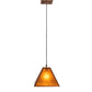 Meyda Lighting Mission Prime 14" Vintage Copper Prime Pendant Light With Amber Mica Shade Glass