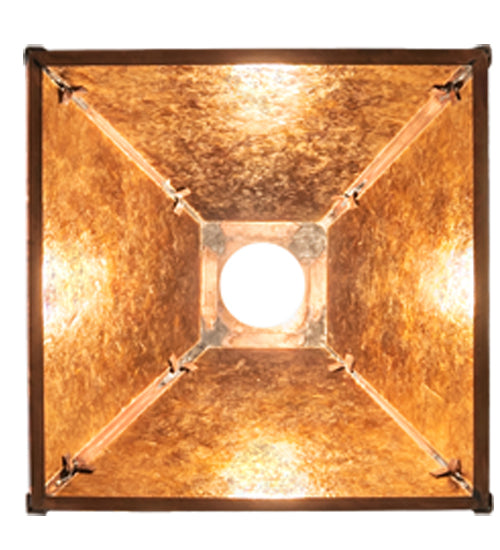 Meyda Lighting Mission Prime 14" Vintage Copper Prime Pendant Light With Amber Mica Shade Glass