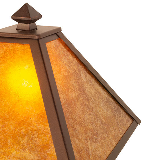 Meyda Lighting Mission Prime 22" Mahogany Bronze Table Lamp With Amber Mica Shade Glass